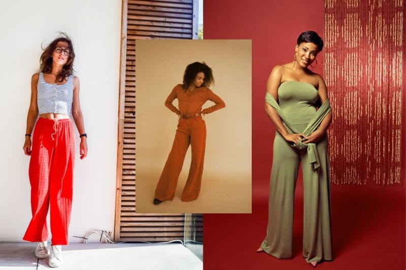 rei Frauen präsentieren stilvolle Outfit Hochzeitsgast Frau Hose
