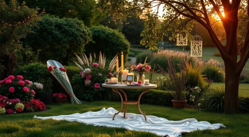 Heiratsantrag im Garten